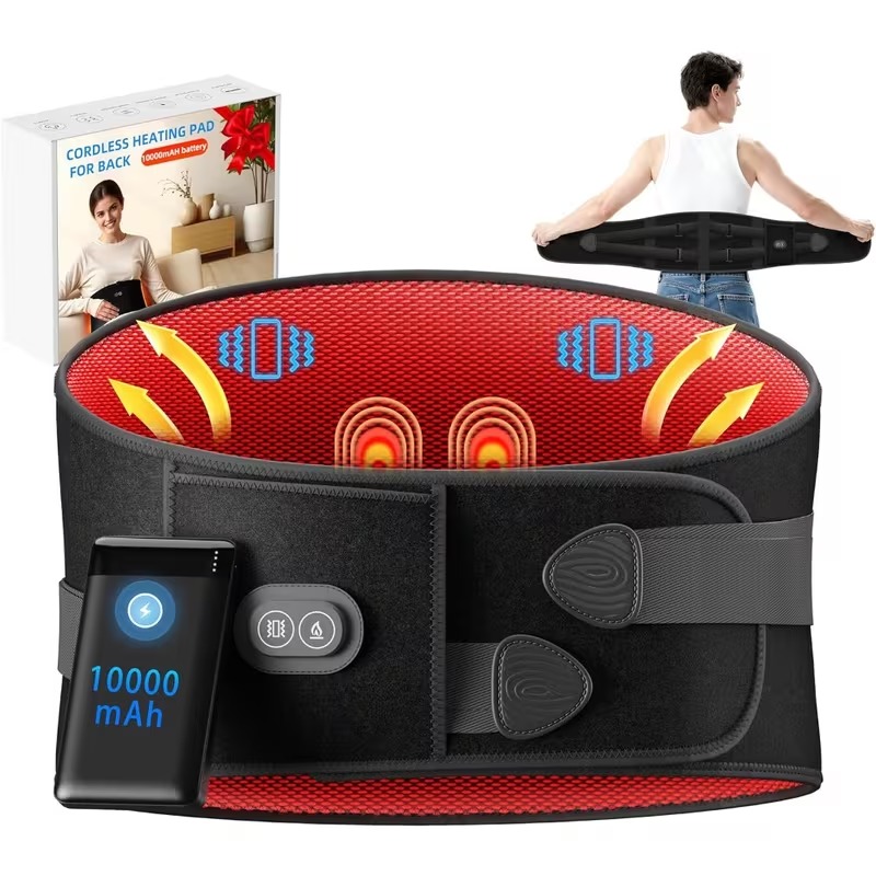 Cordless Lower Back Heating Pad with Vibration Massage